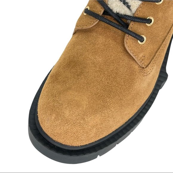 Coach Lorimer Suede Sheep Fur Trim Womens Ankle Boots in Tan - Picture 7 of 16